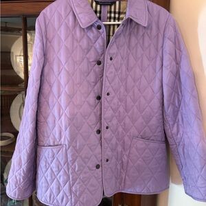 Burberry Lavender Quilted Puffer Jacket. Elegant and Chic